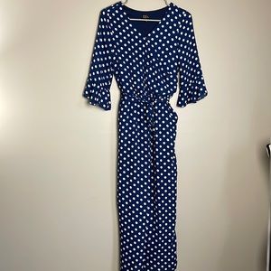 Lilt Polka Dot Blue & White Girl's Dressy Jumpsuit  Size  14 Juniors